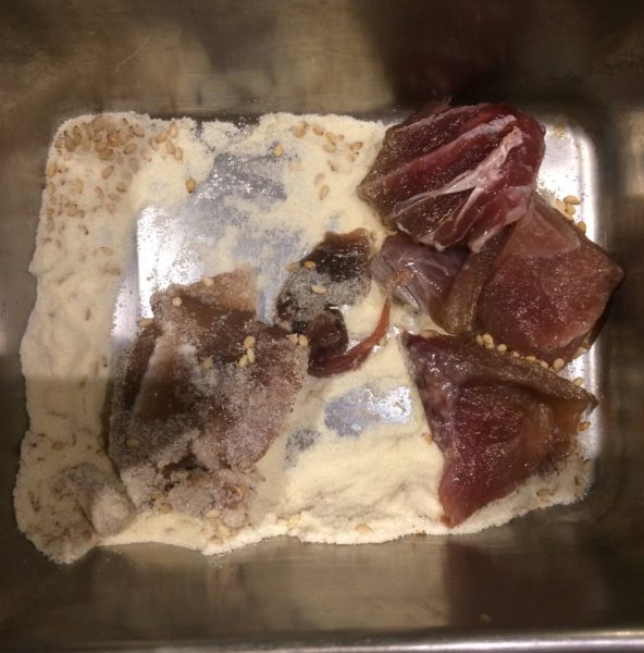 IMG_7629 マグロの血合いステーキのプロテインまぶし