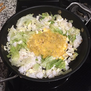 プロテイン飯のじゃこレタス炒飯３